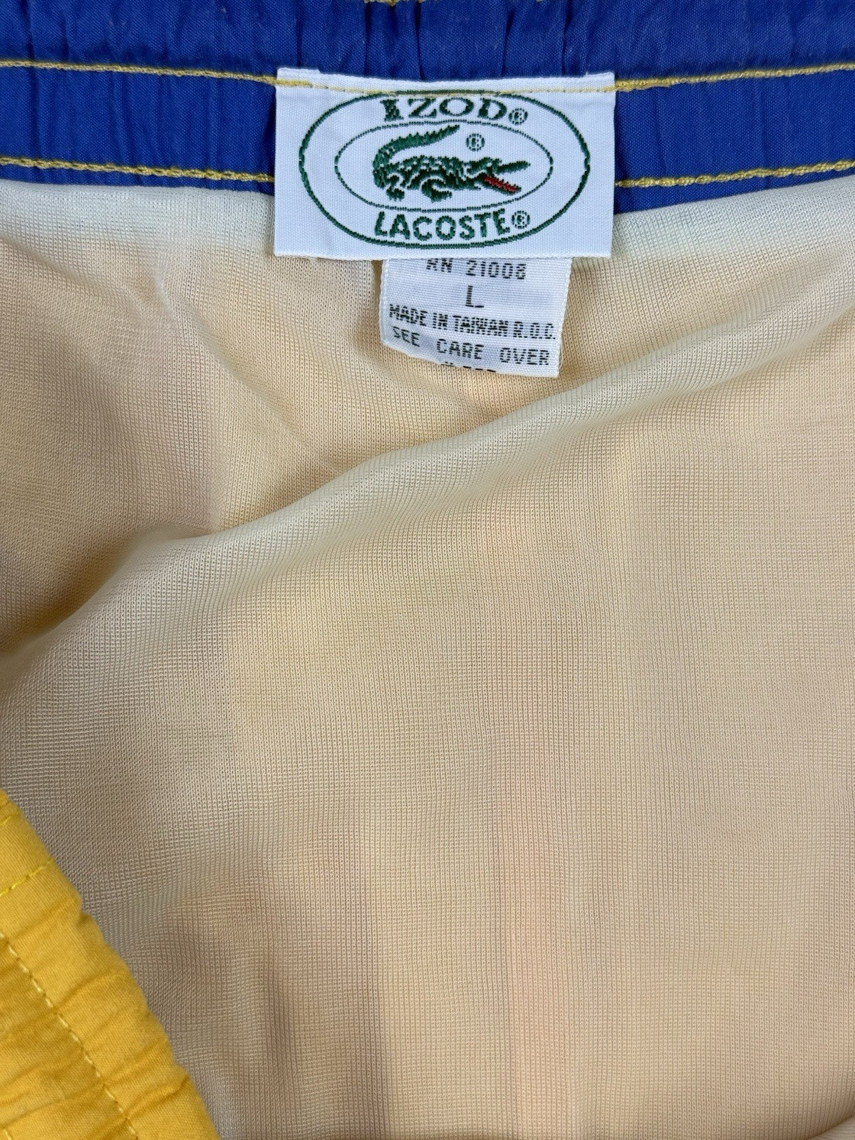 Vintage IZOD Lacoste Yellow Sport Swim Short Trunks Large