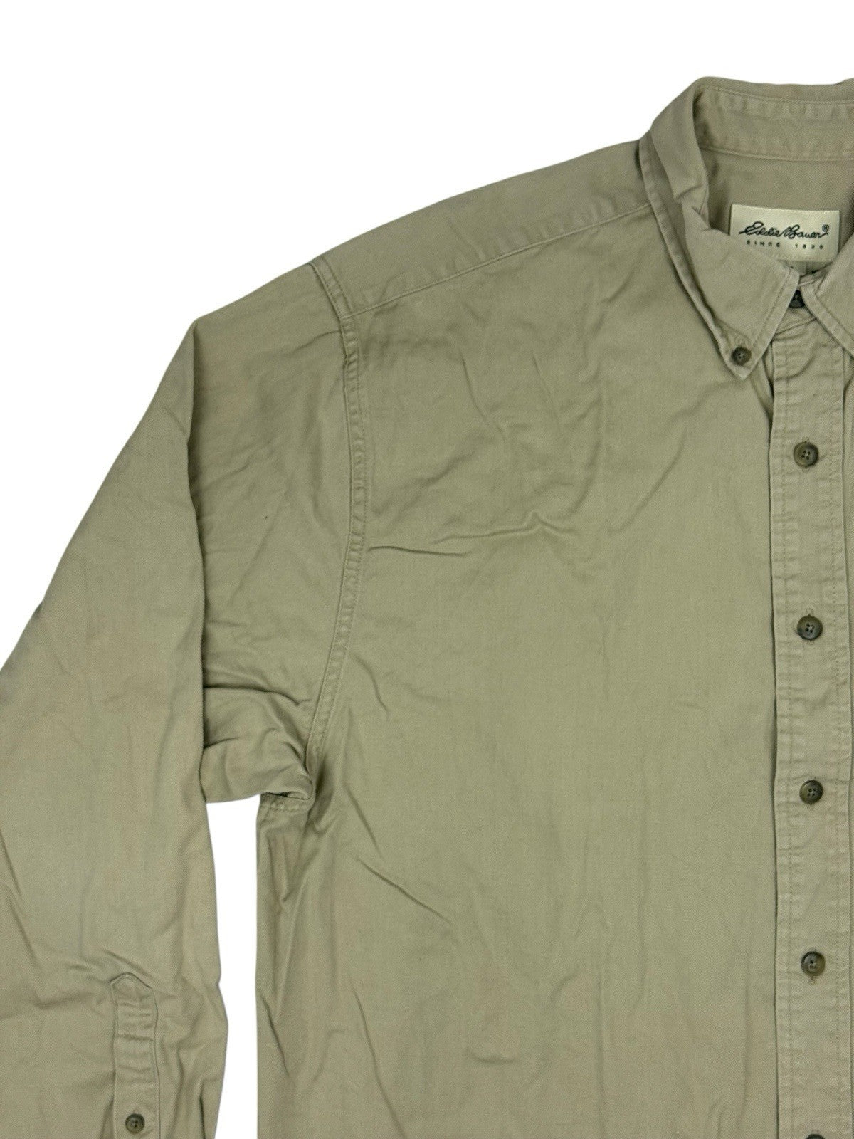 Eddie Bauer Beige Heavy Cotton Collared Shirt Medium