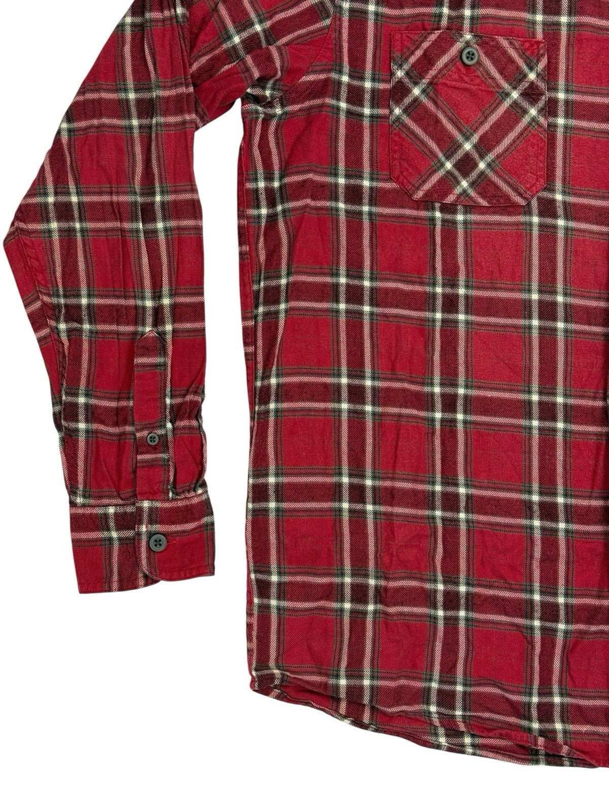 Wrangler Red Plaid Cotton Collared Shirt Large