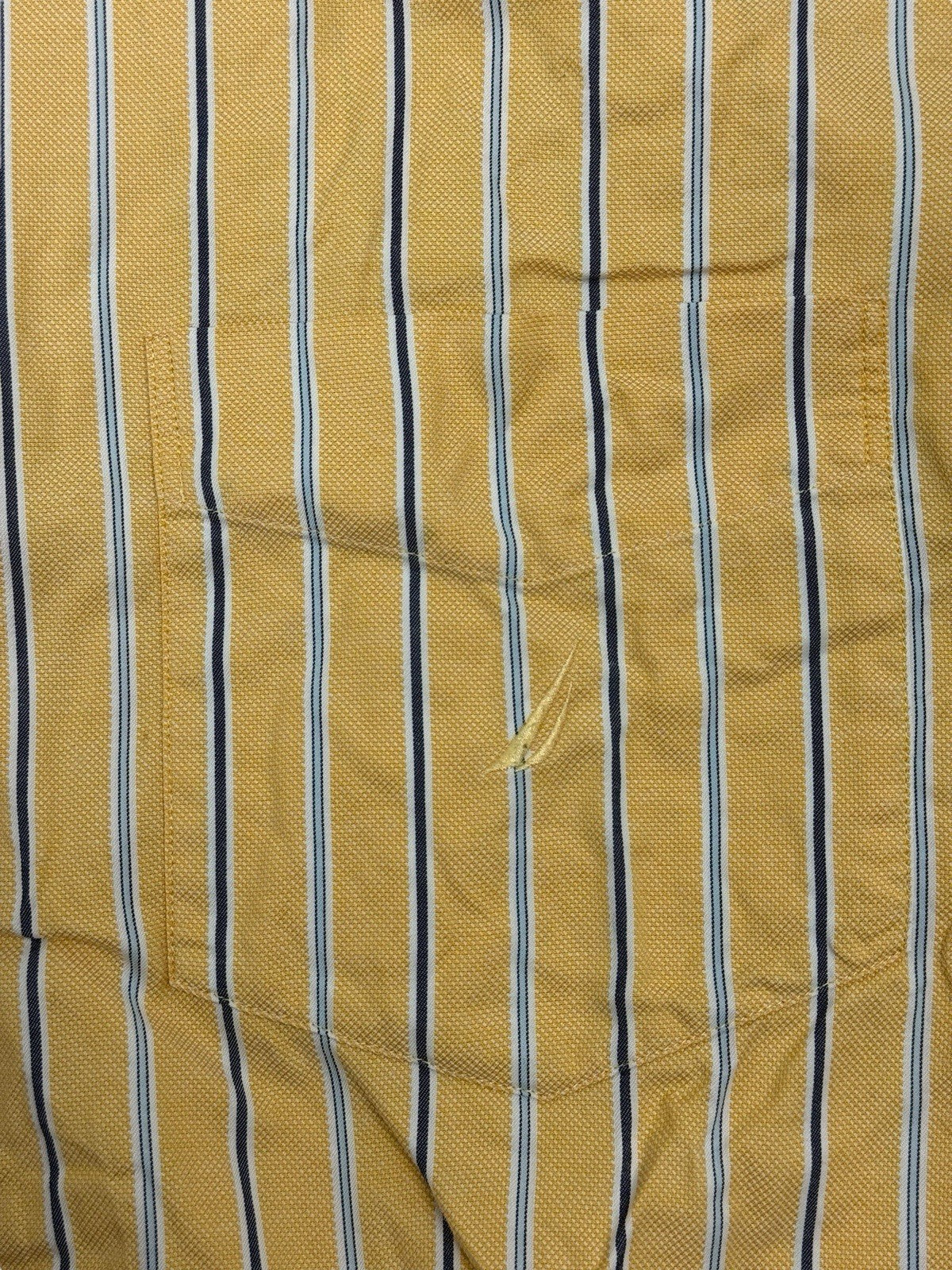Nautica Retro Yellow Striped Cotton Collared Shirt 2XL