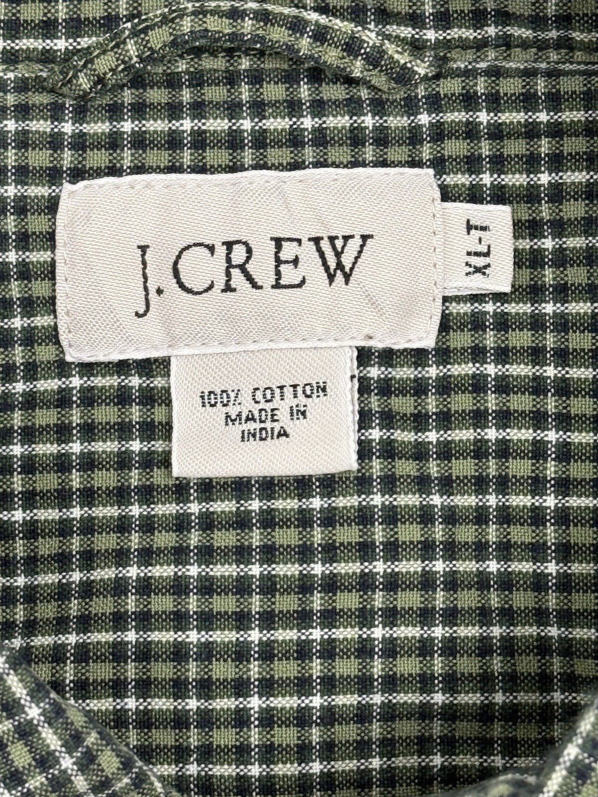 J Crew Green Check Cotton Collared Shirt XL