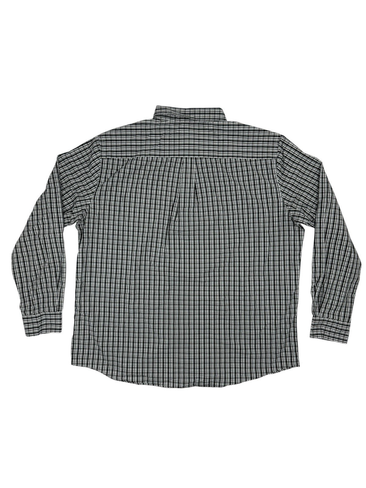 Chaps Black Plaid Stretch Easy Care Shirt 2XL