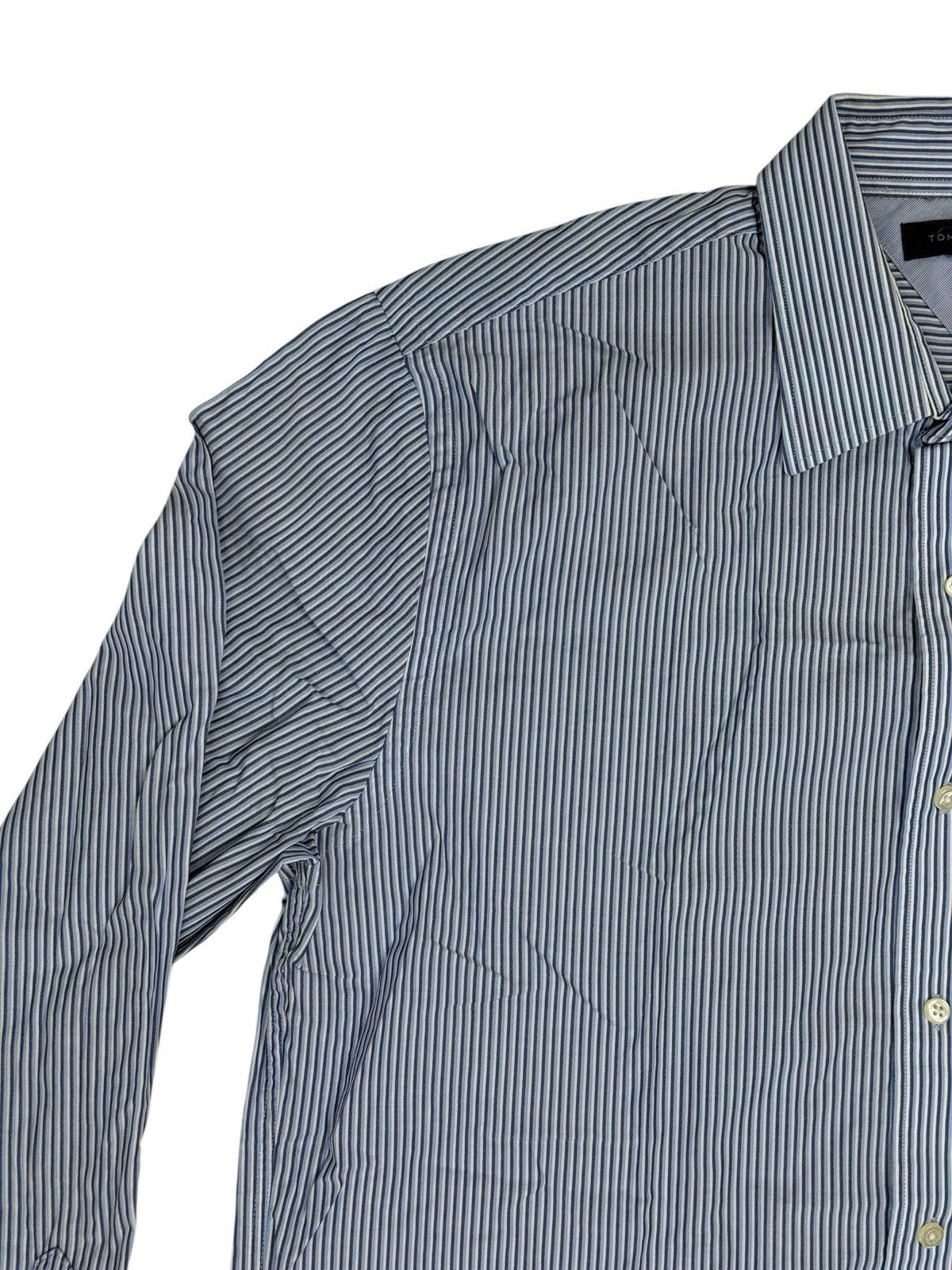 Tommy Hilfiger Blue Striped Collared Shirt Large 16" Collar