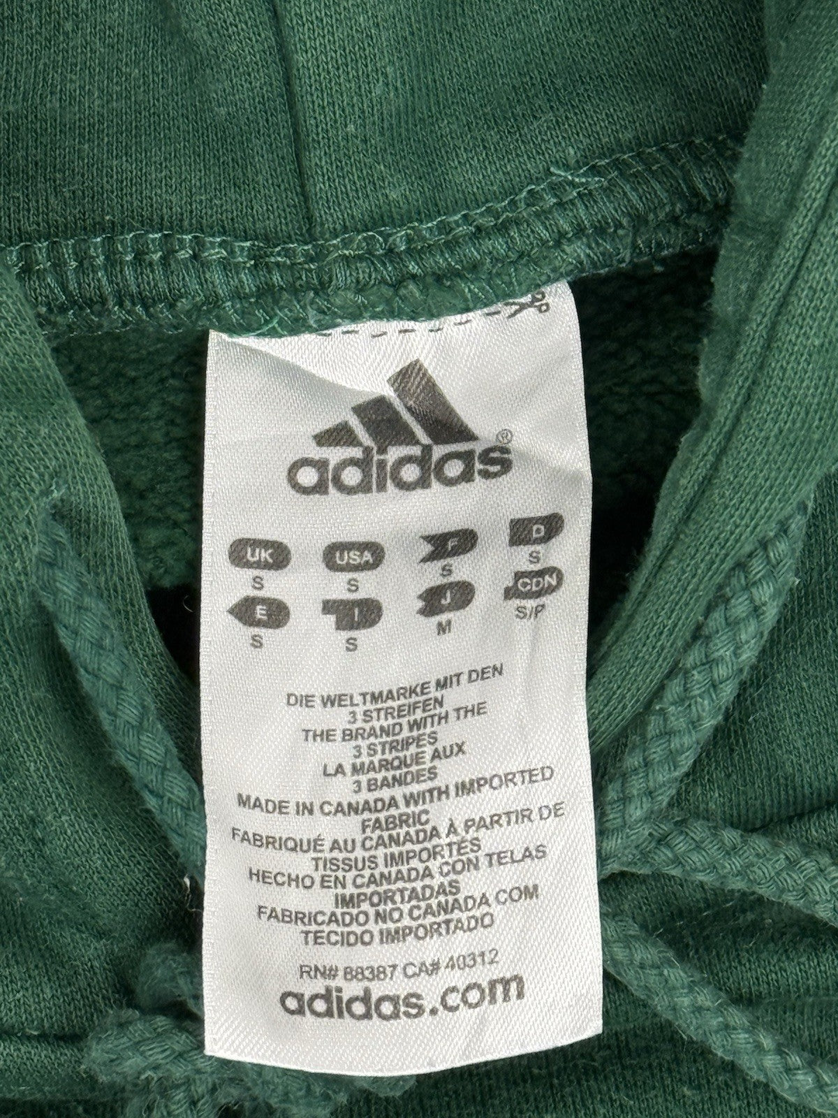 Adidas Green Verts Football Embroidered Hoodie Small