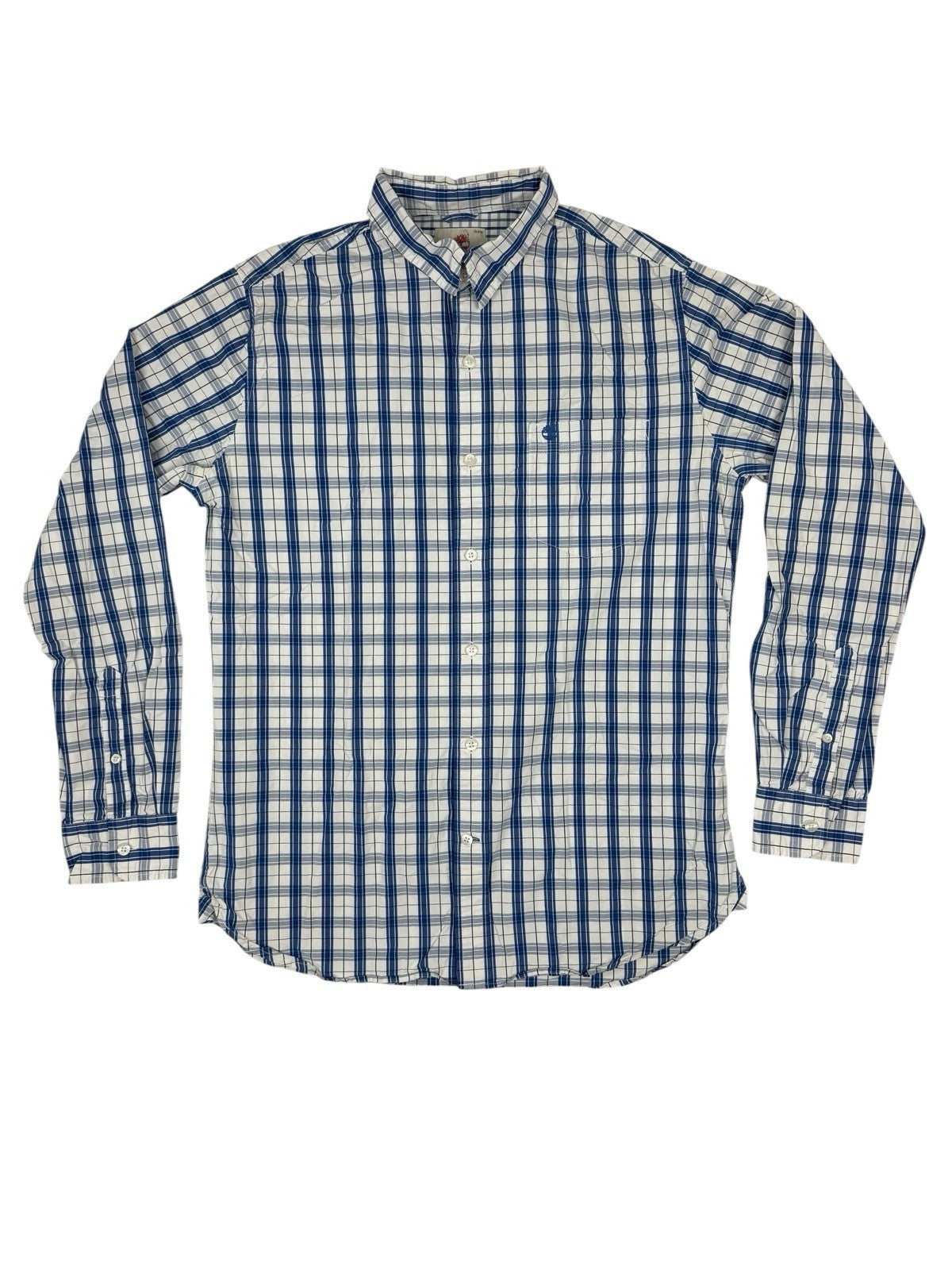 Timberland Blue Plaid Slim Fit Collared Shirt Medium
