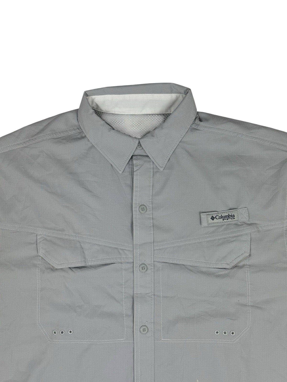 Columbia Grey PFG Polyester Fishing Shirt Large