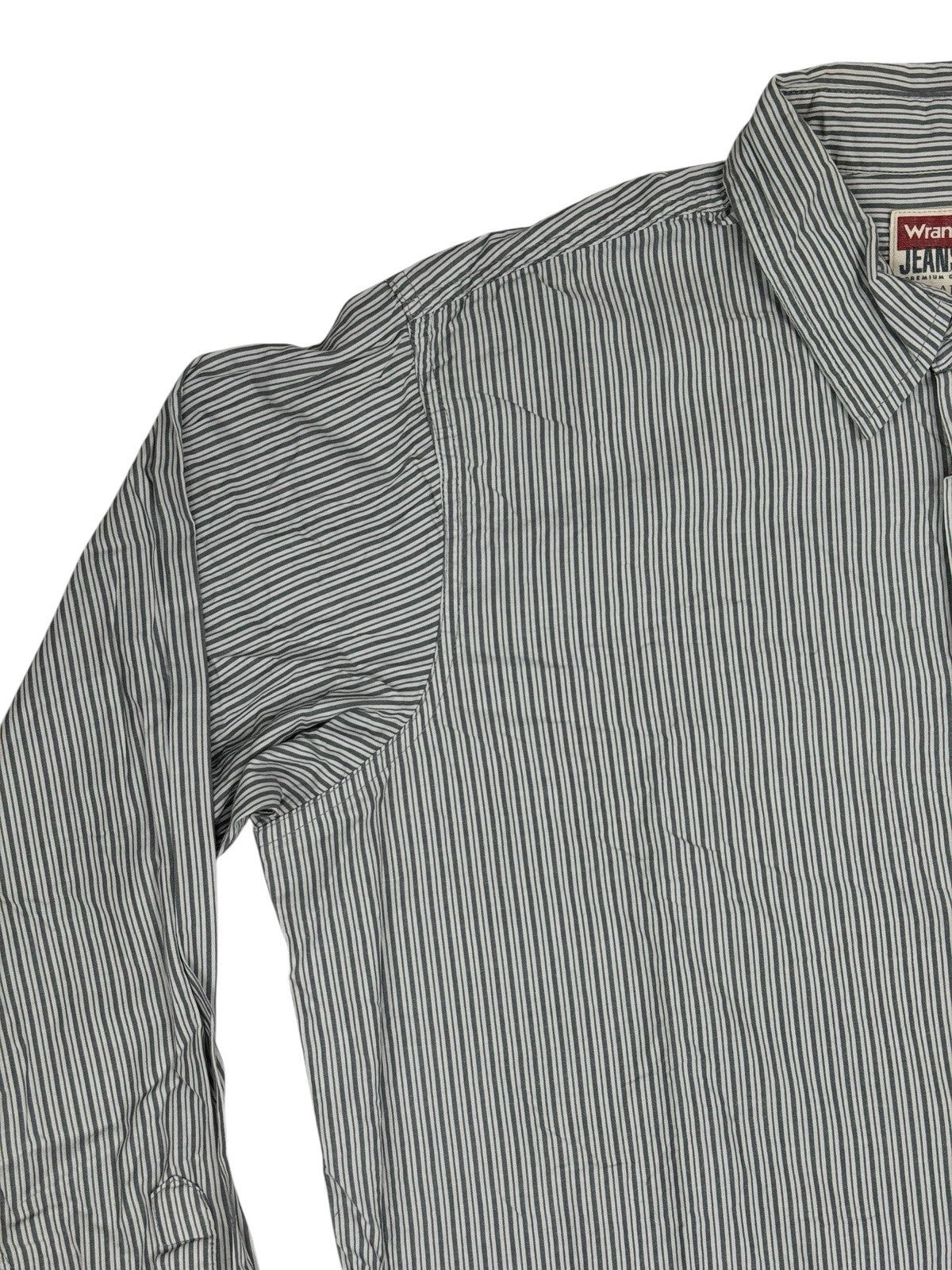 Wrangler Grey Striped Collared Cotton Shirt XL