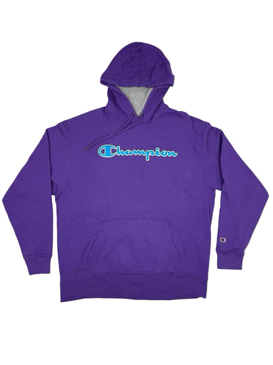 Champion Purple Spell Out Embroidered Hoodie XL