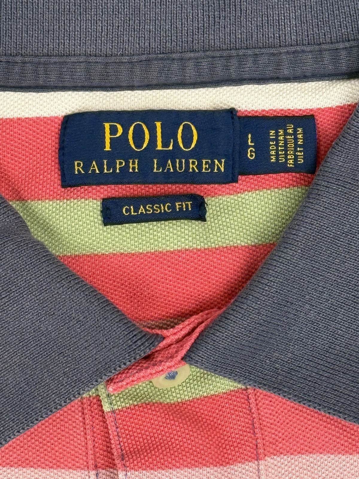 Polo Ralph Lauren Multicoloured Striped Classic Fit Polo Top Size Large
