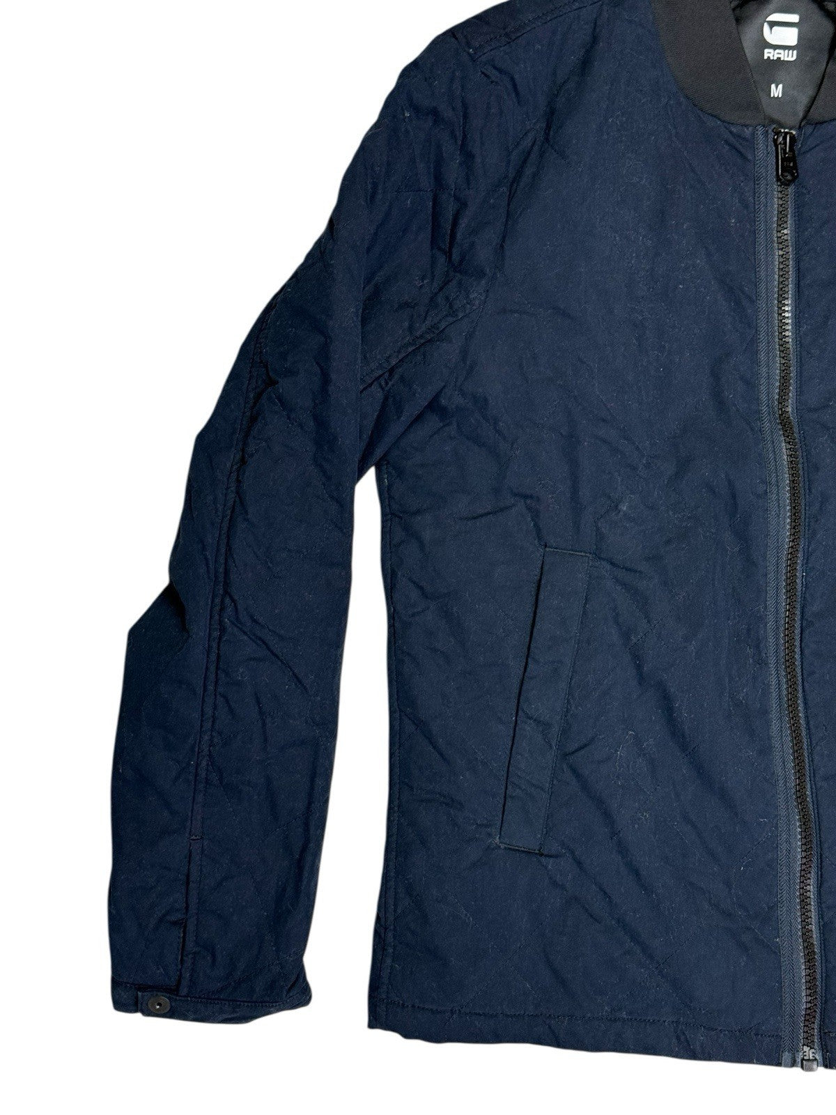 G Start Raw Blue Quilted Zip Bomber Jacket Medium