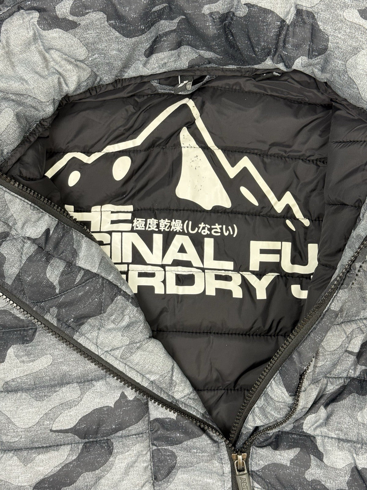 Superdry Grey Camo Fuji Puffer Jacket Medium