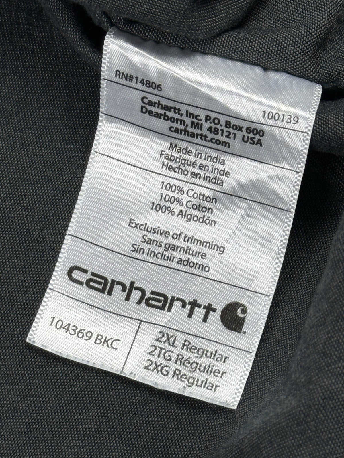 Carhartt Original Fit Black Chambray Short Sleeve Shirt 2XL