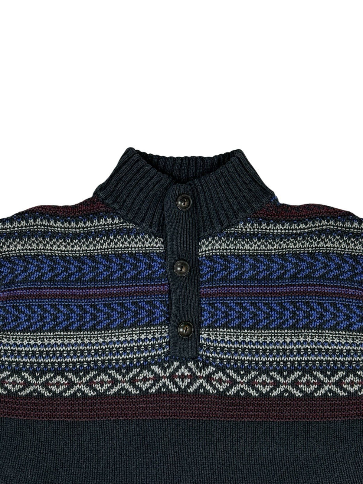 Chaps Blue Cotton Retro Knit Jumper Small