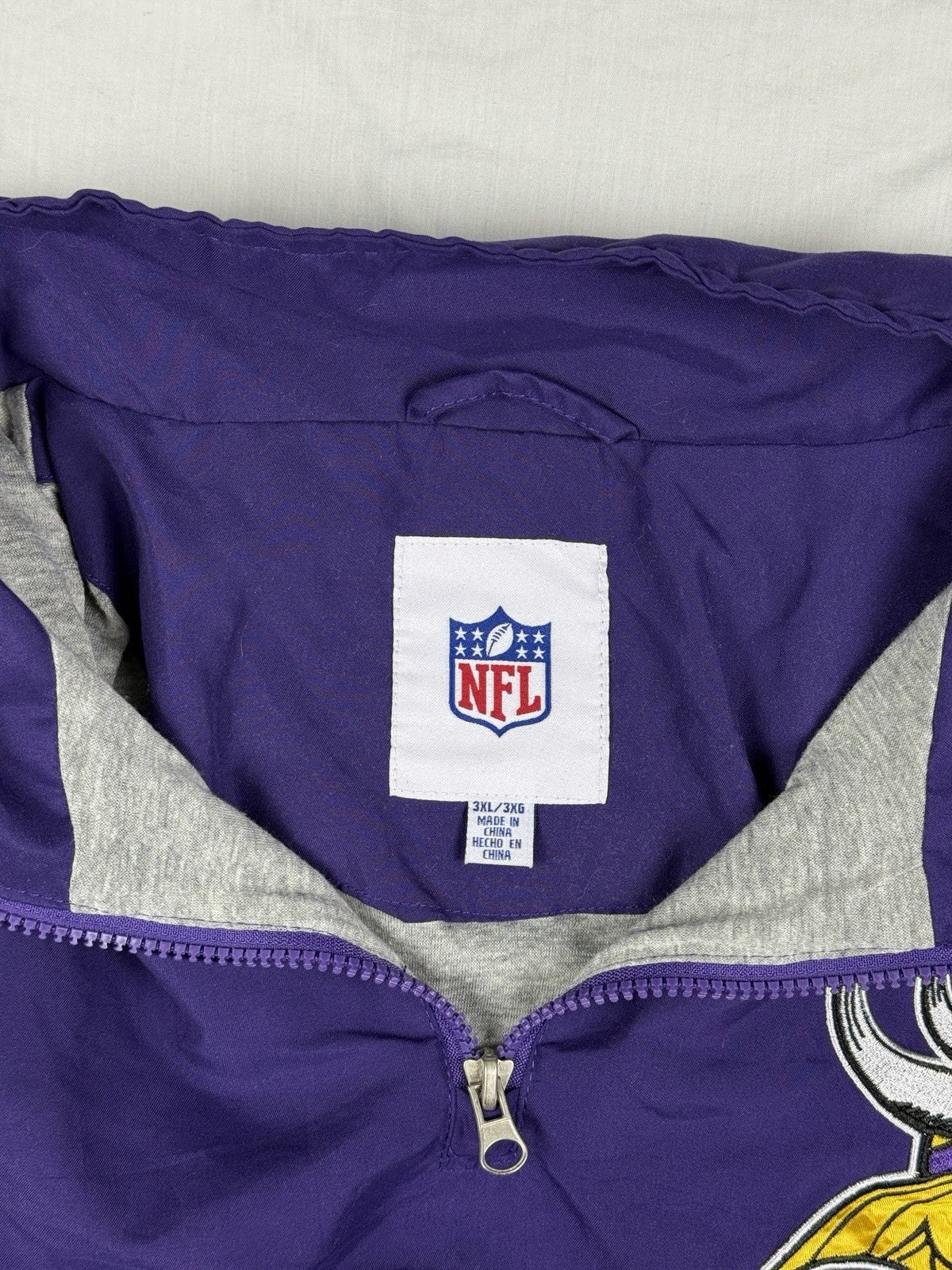 NFL Minnesota Vikings Purple 1/4 Zip Pullover Windbreaker 3XL
