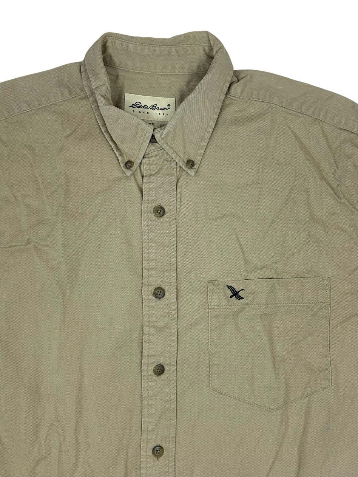 Eddie Bauer Beige Heavy Cotton Collared Shirt Medium