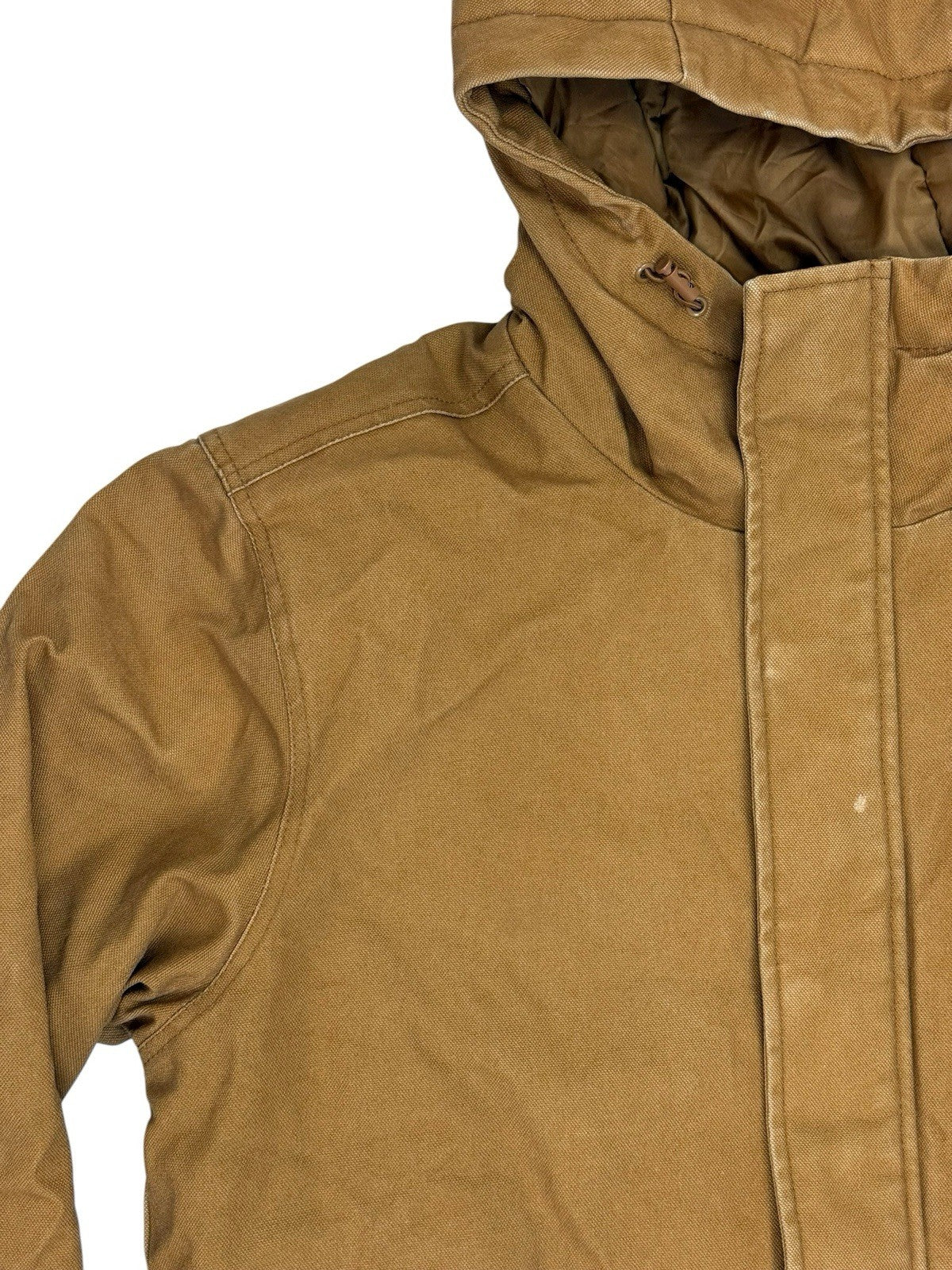 DC Brown Heavyweight Zip Hooded Insulated Denim Long Jacket Medium