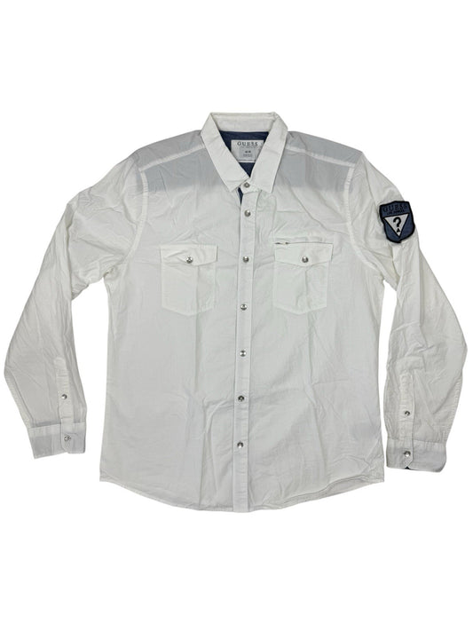 Guess White Regular Fit Collared Shirt Medium