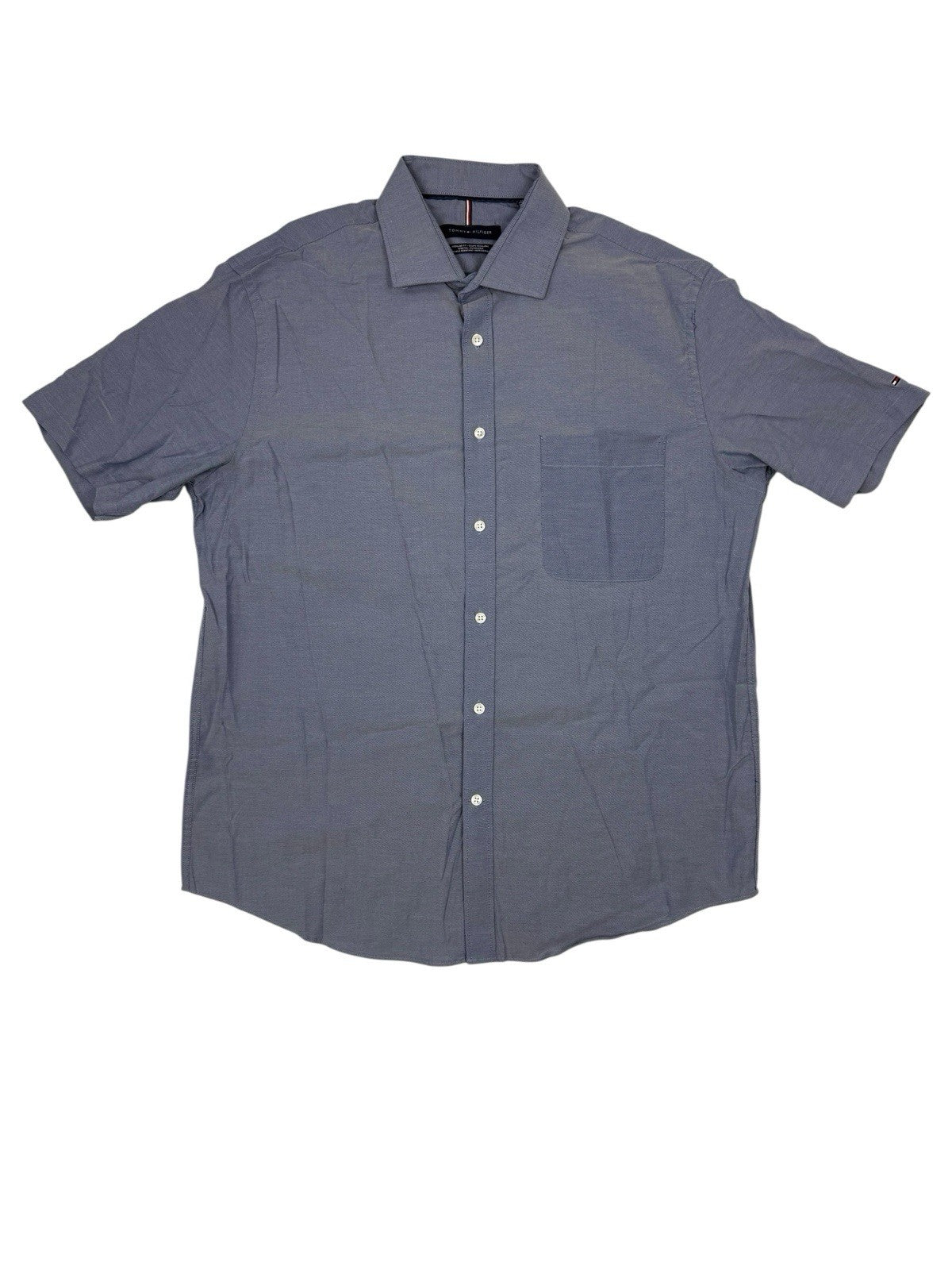 Tommy Hilfiger Blue Regular Fit Short Sleeve Collared Shirt Large