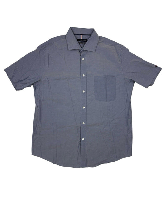 Tommy Hilfiger Blue Regular Fit Short Sleeve Collared Shirt Large