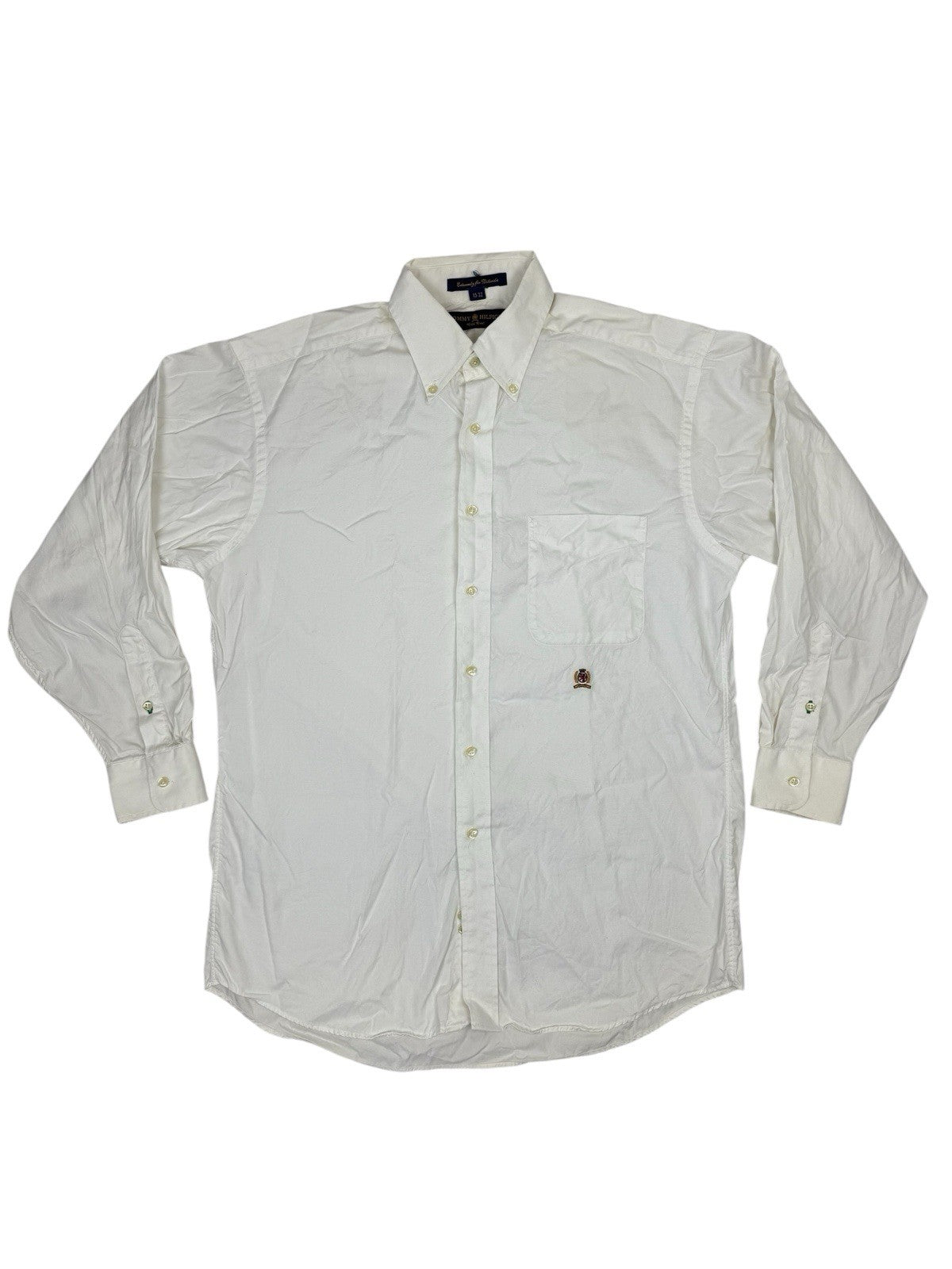 Tommy Hilfiger Vintage White Gold Crest Shirt Medium (15" Collar)