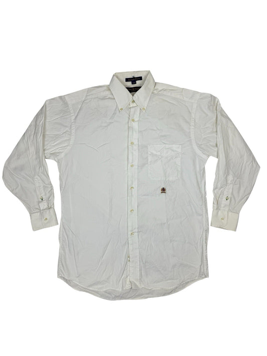 Tommy Hilfiger Vintage White Gold Crest Shirt Medium (15" Collar)