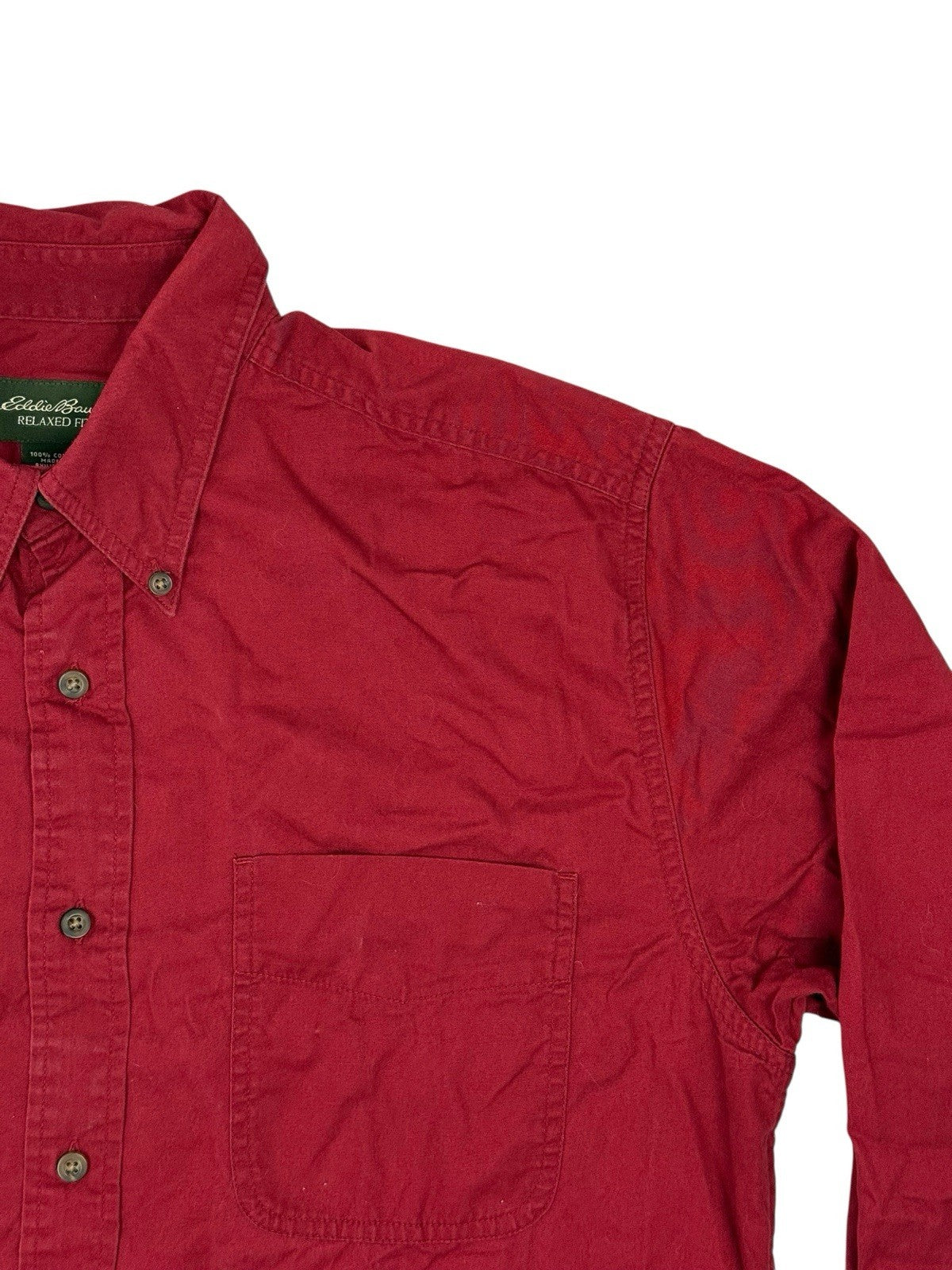 Eddie Bauer Red Cotton Relaxed Fit Collared Shirt Medium