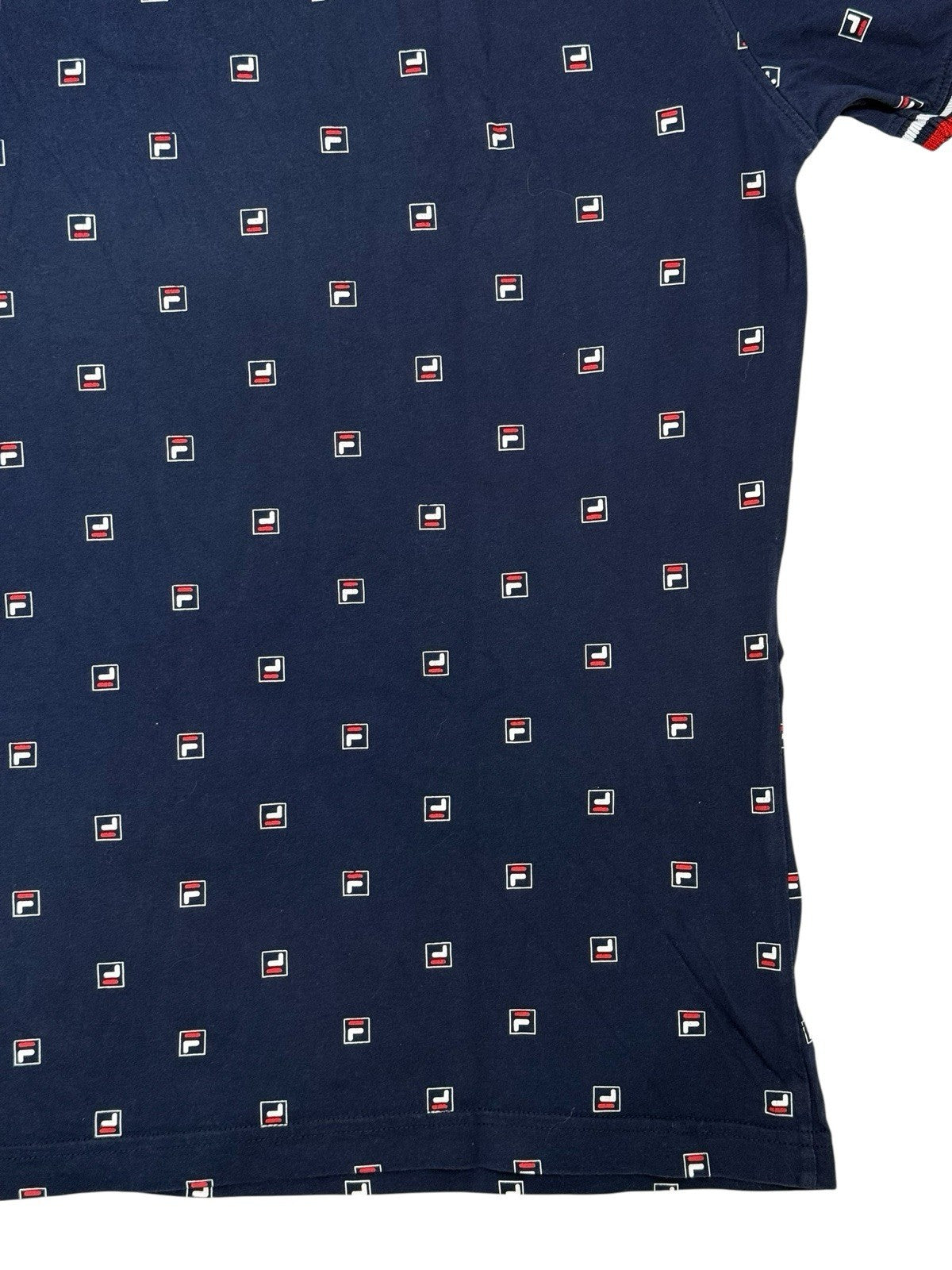 Fila Blue Cotton All Over Logo Polo Top 2XL