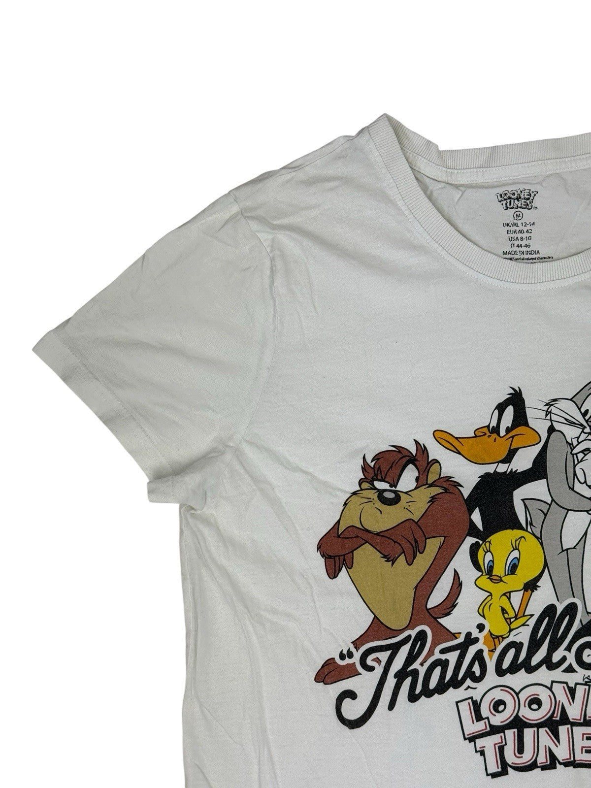 Looney Tunes White Printed That's All Folks Top Size 12-14