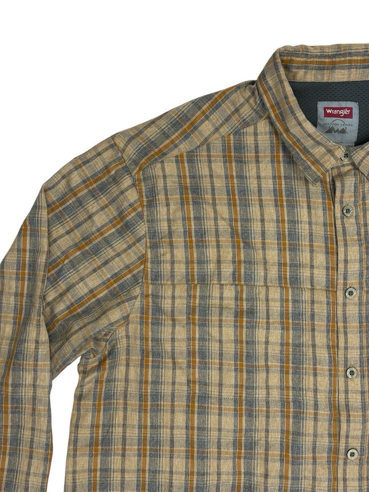 Wrangler Outdoor Series Beige Plaid Collared Shirt 2XL