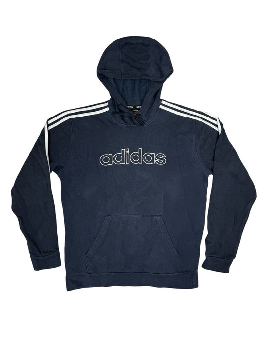 Adidas Blue Spell Out Print Logo Hoodie Medium