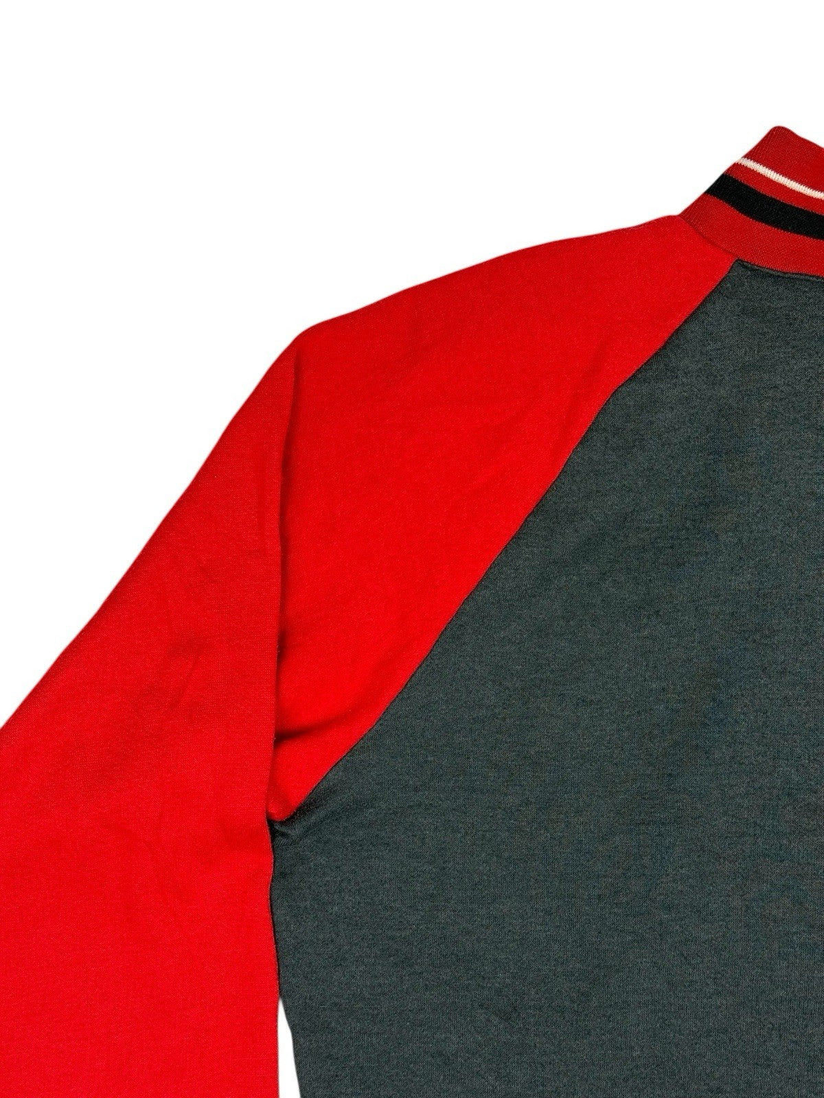 Nike Vintage Grey and Red Zip Bomber Jacket Medium