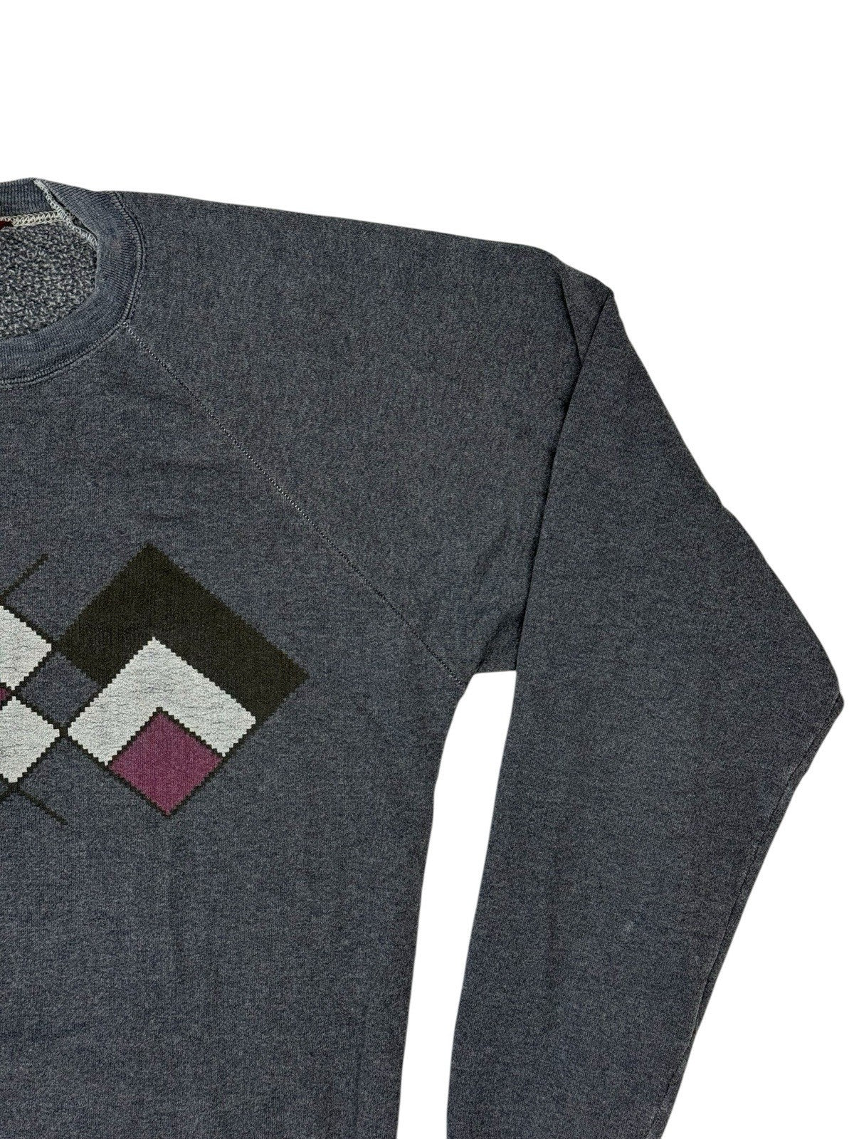 Vintage Moss Creek Trader Grey Argyle Pattern Jumper Medium