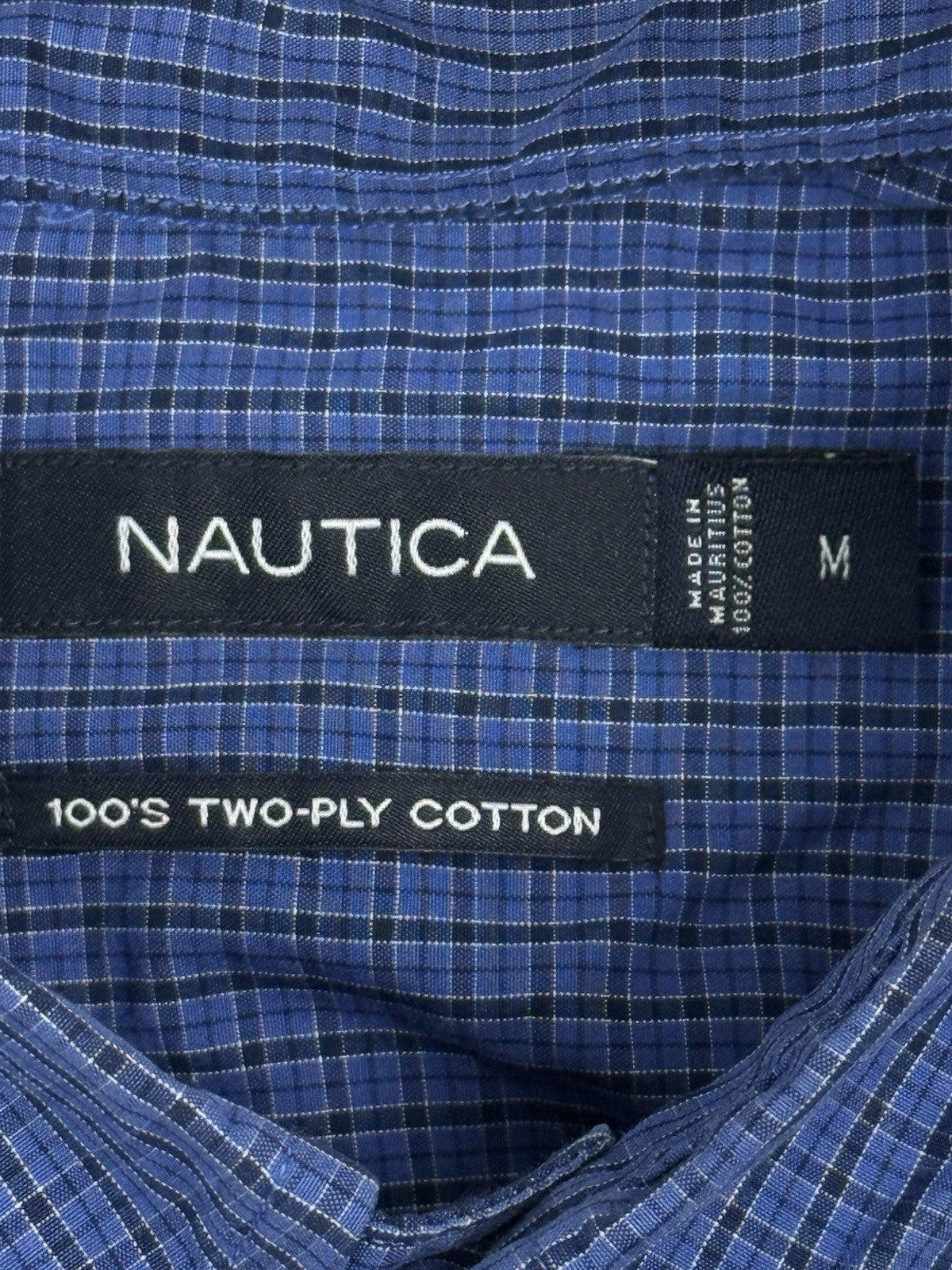 Nautica Blue Check Collared Shirt Medium