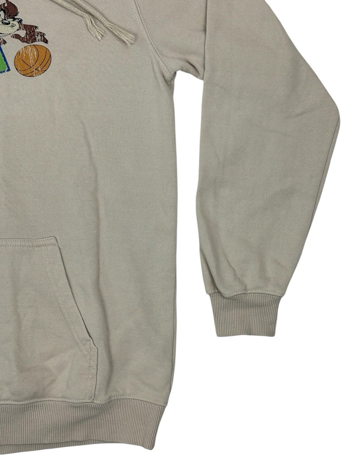 Retro Space Jam Beige Distressed Printed Hoodie Small