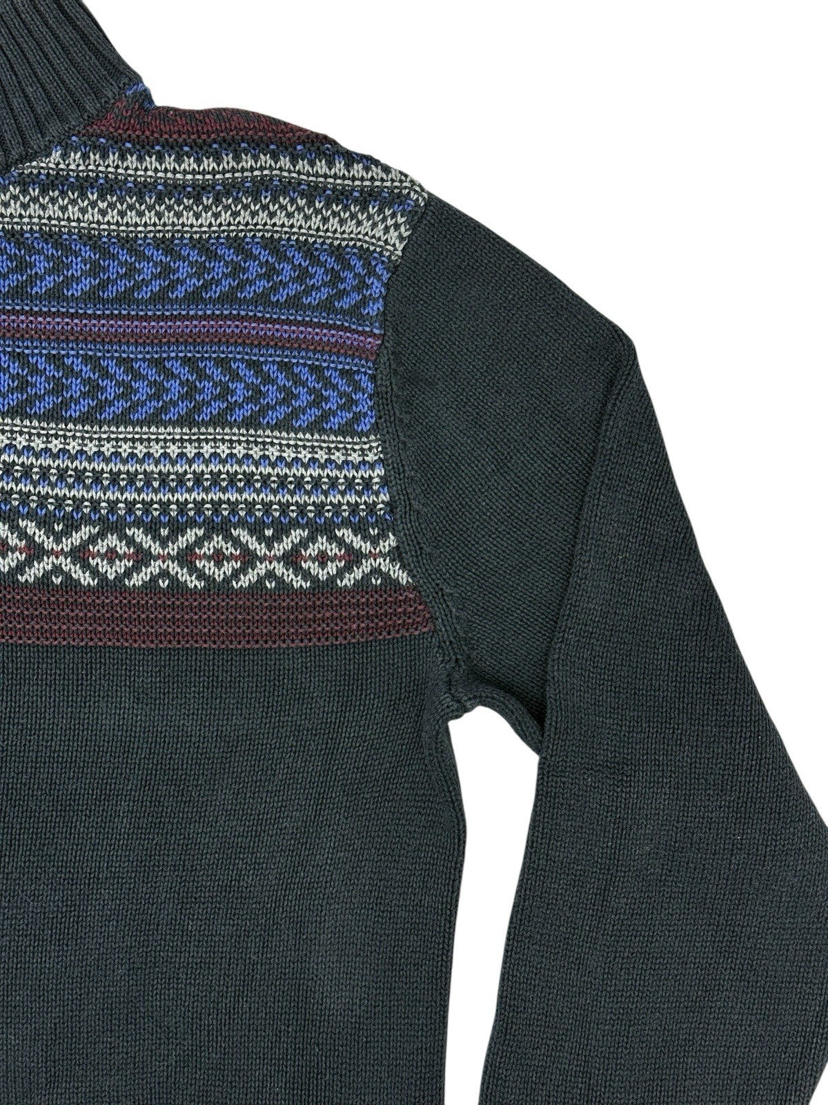 Chaps Blue Cotton Retro Knit Jumper Small