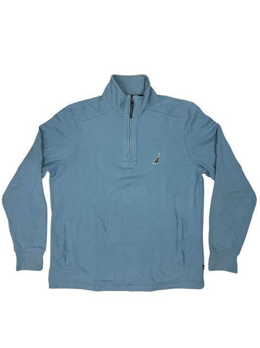 Nautica Light Blue Quarter Zip Embroidered Jumper Medium