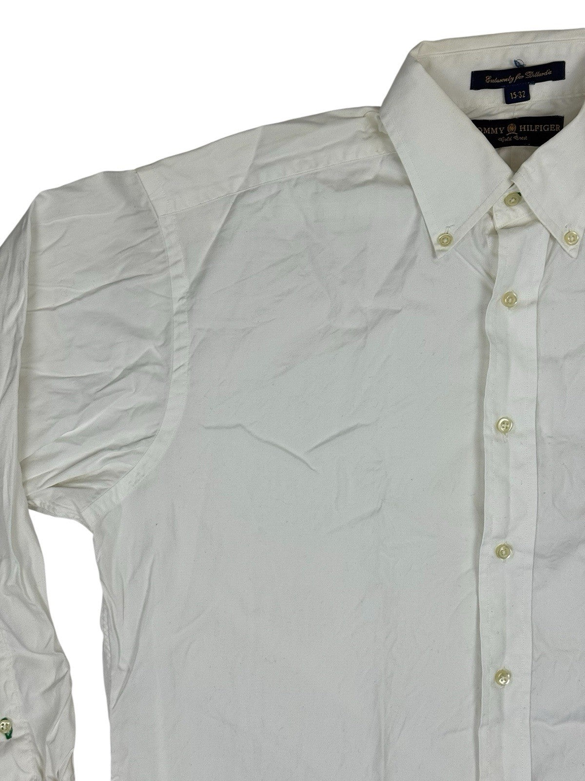 Tommy Hilfiger Vintage White Gold Crest Shirt Medium (15" Collar)