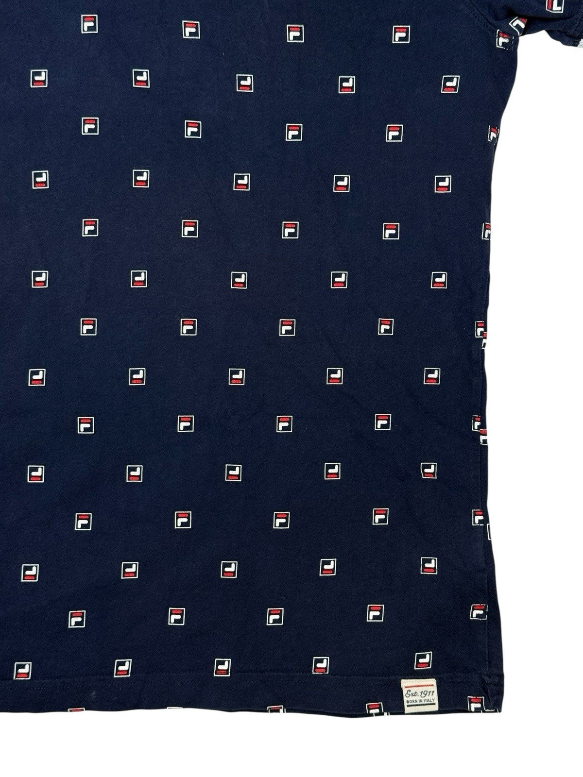 Fila Blue Cotton All Over Logo Polo Top 2XL