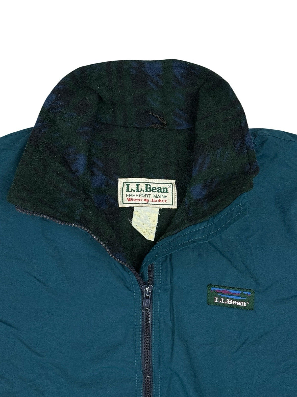 LL Bean Green Vintage Warm Up Zip Jacket Small