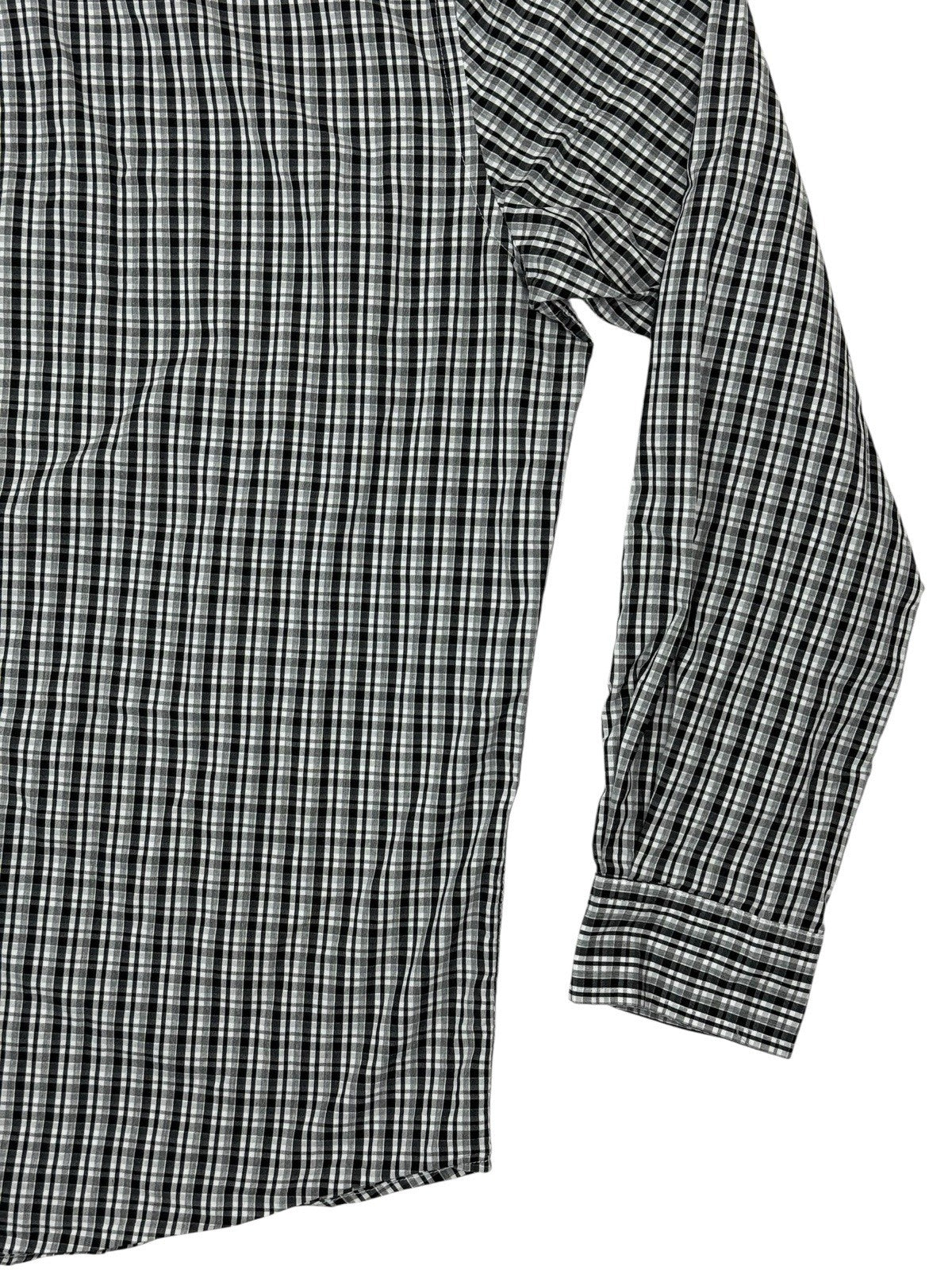 Chaps Black Plaid Stretch Easy Care Shirt 2XL