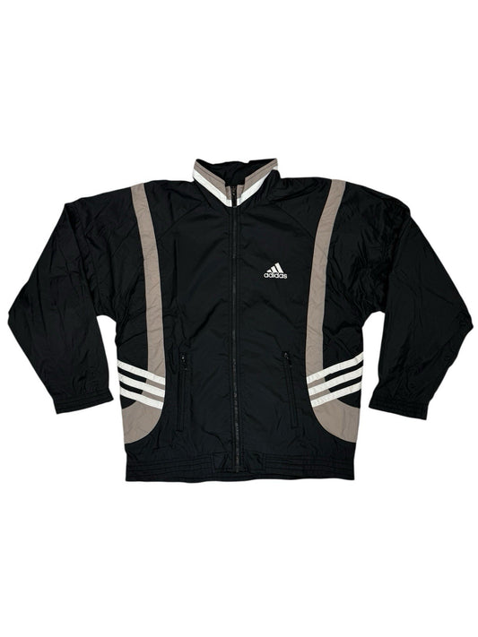 Adidas Vintage Black Nylon Zip Track Jacket Medium