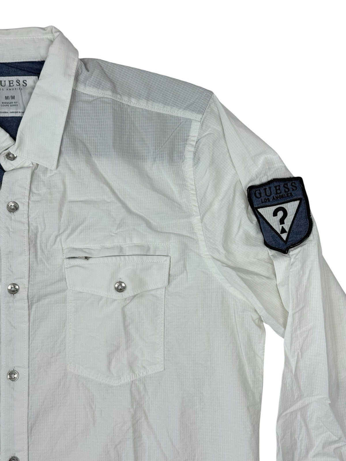 Guess White Regular Fit Collared Shirt Medium