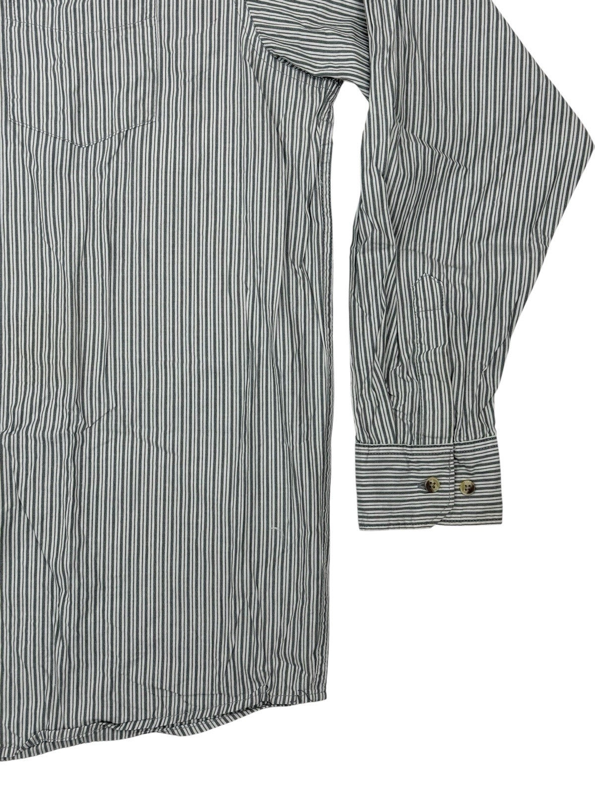 Wrangler Grey Striped Collared Cotton Shirt XL