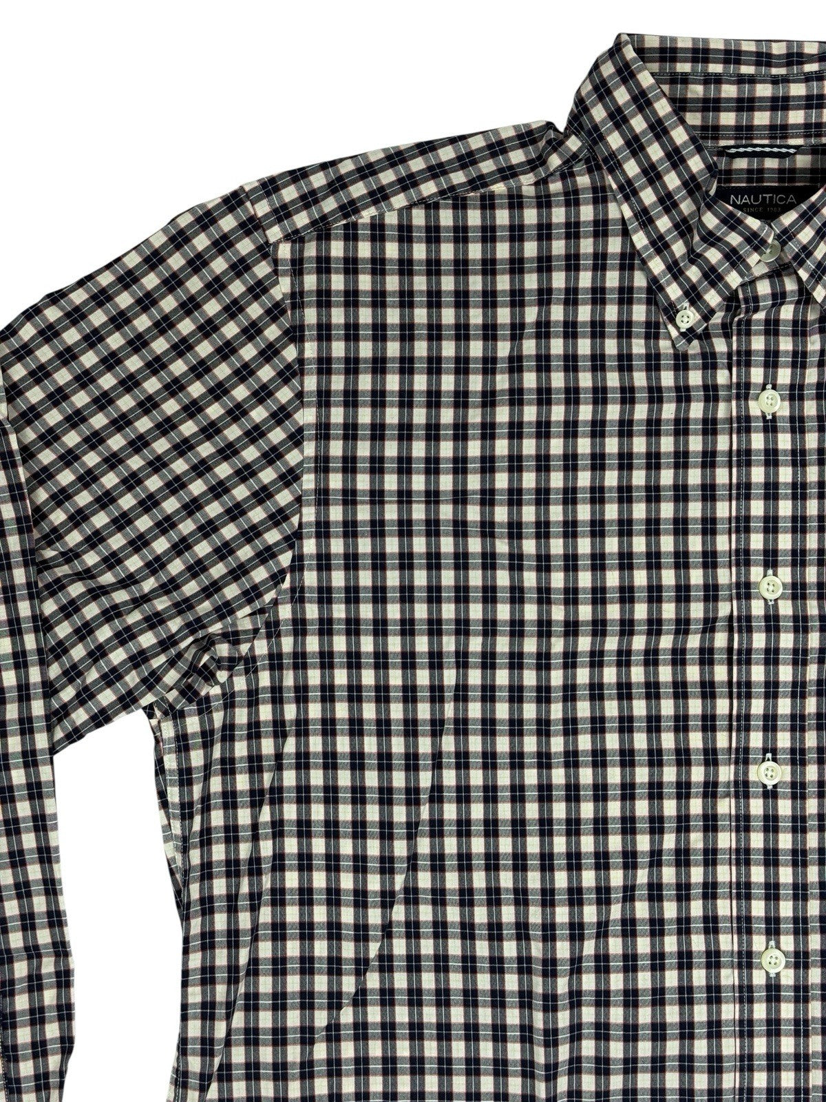 Nautica Retro Multicoloured Plaid Cotton Collared Shirt XL