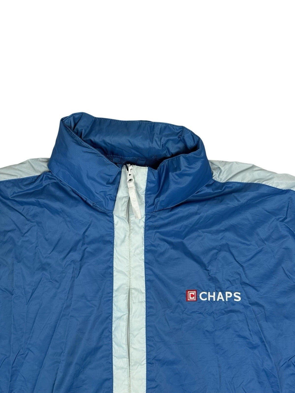 Chaps Blue Retro Nylon Zip Hooded Jacket Large