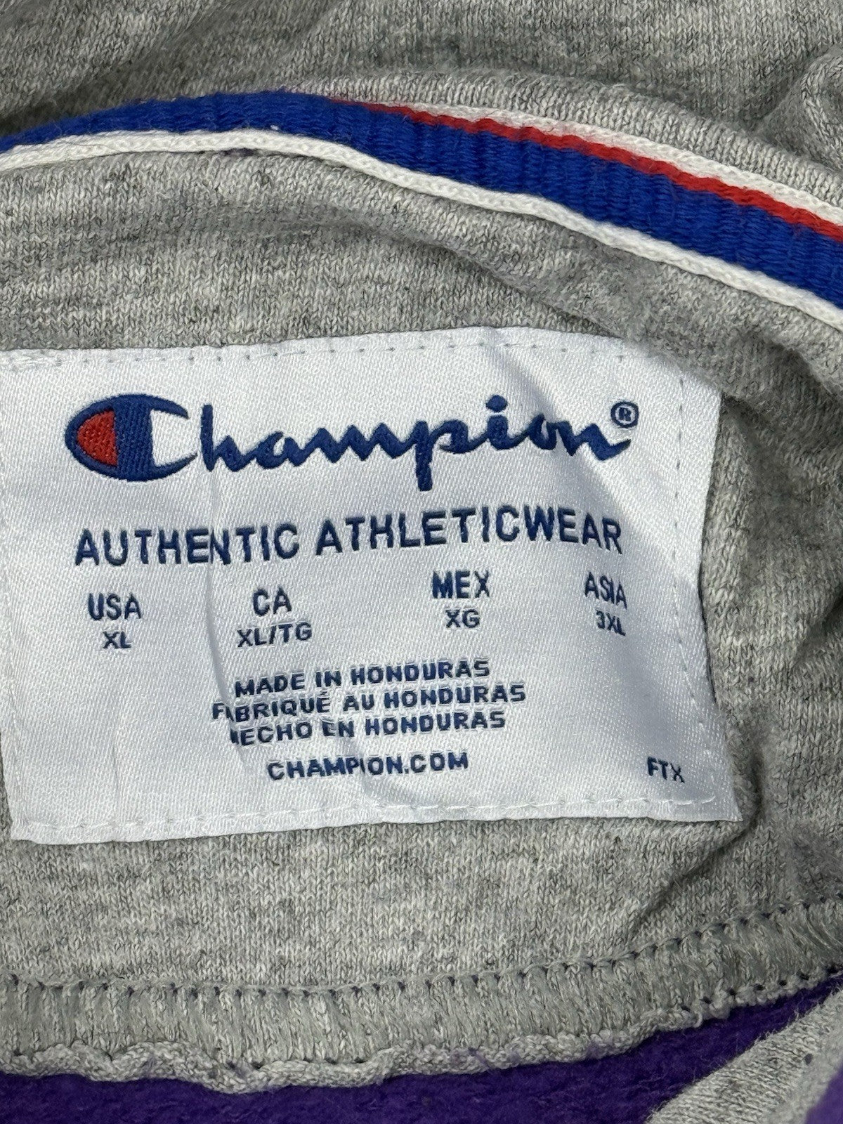 Champion Purple Spell Out Embroidered Hoodie XL