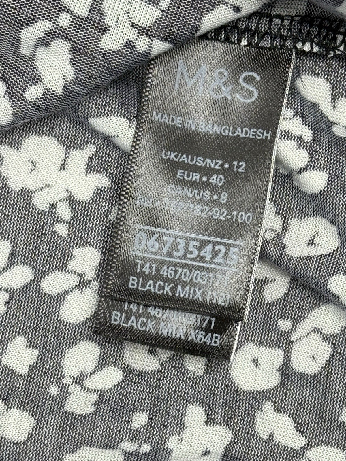 BNWT M&S Black Leopard Print Long Sleeve Polyester Top