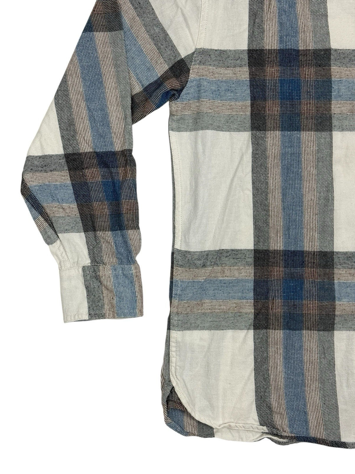 Levi's White Plaid Cotton Collared Shirt Medium