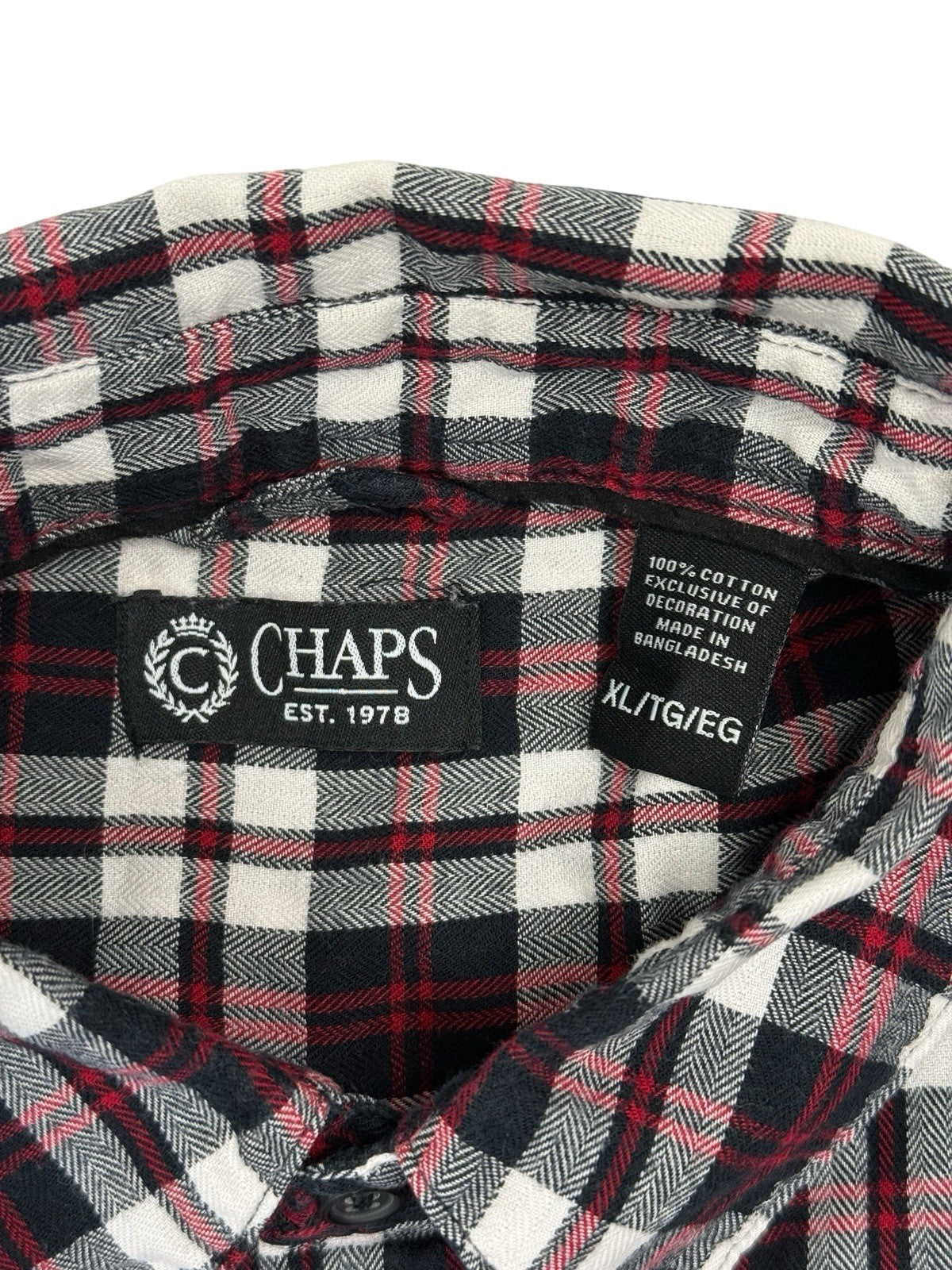 Chaps Red Plaid Cotton Collared Shirt XL