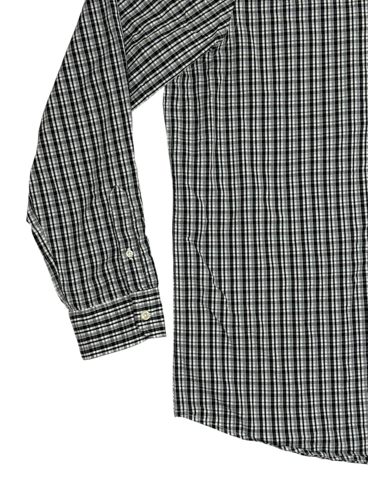 Chaps Black Plaid Stretch Easy Care Shirt 2XL